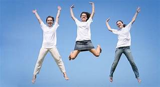 Happier jumping people