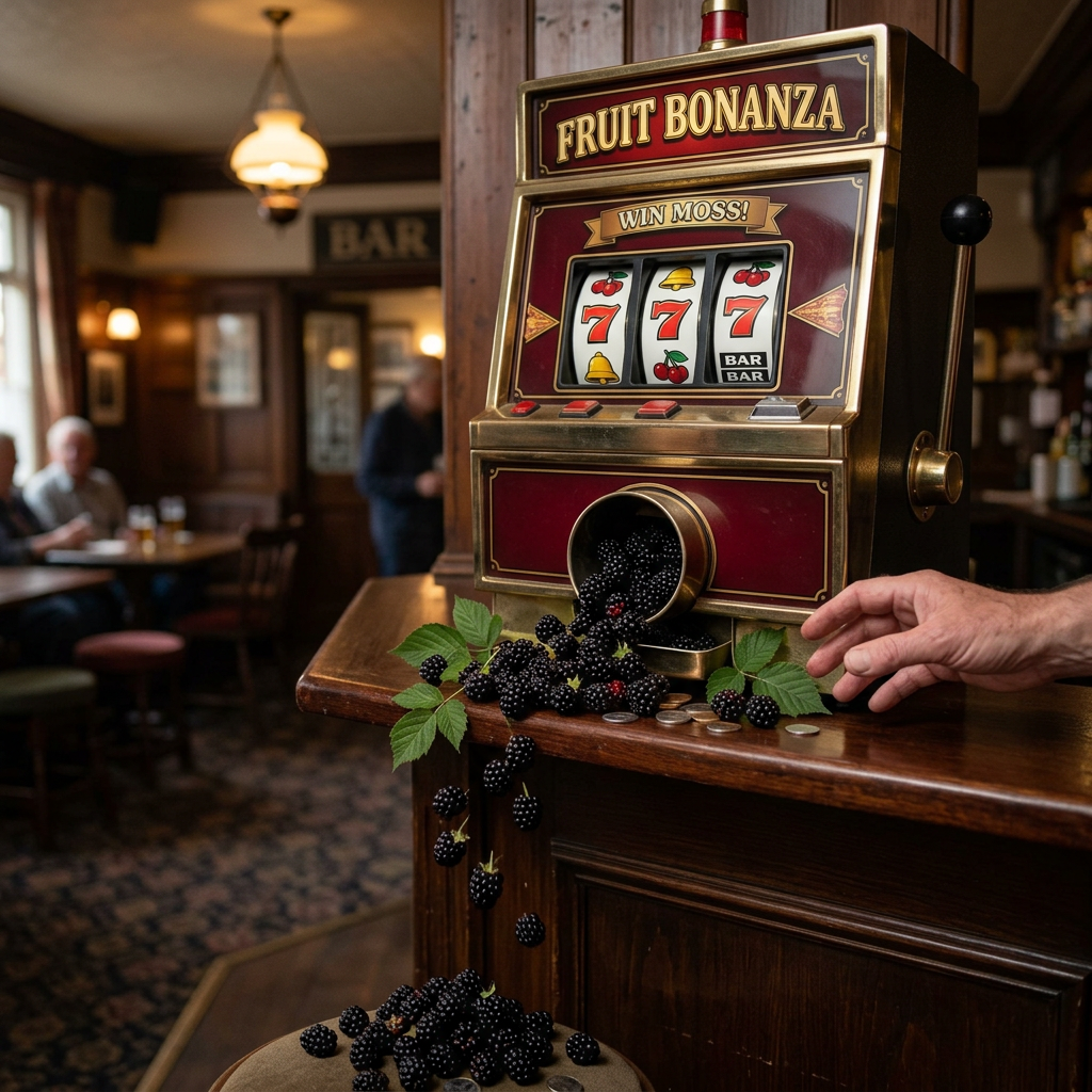 Blackberries spilling from slot machine