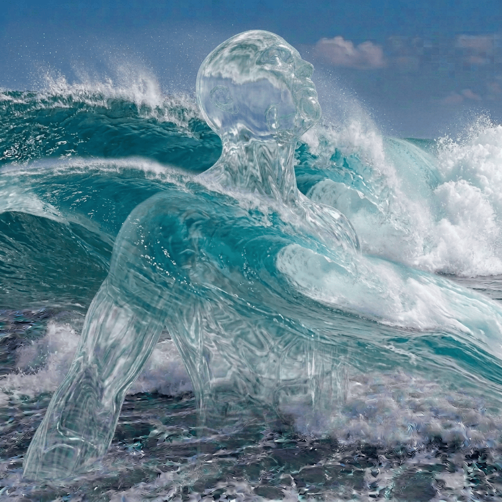 Wave visibly flowing through subtle body outline